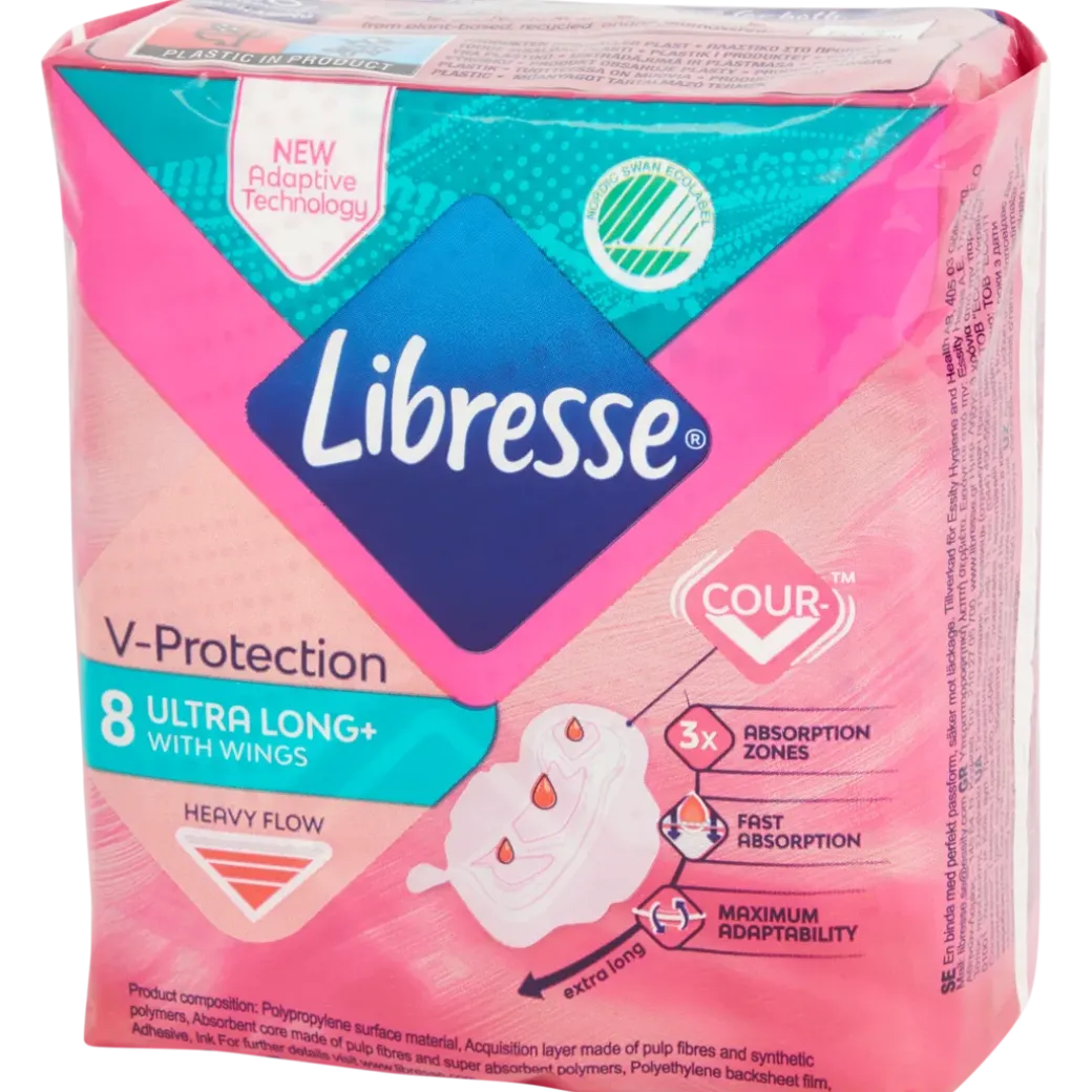 Libresse V-Protection maandverband Ultra Long+ 8 Stuks | Action NL