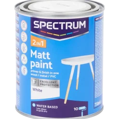 Spectrum 2-in-1 matte verf wit Wit 750 ml | Action NL